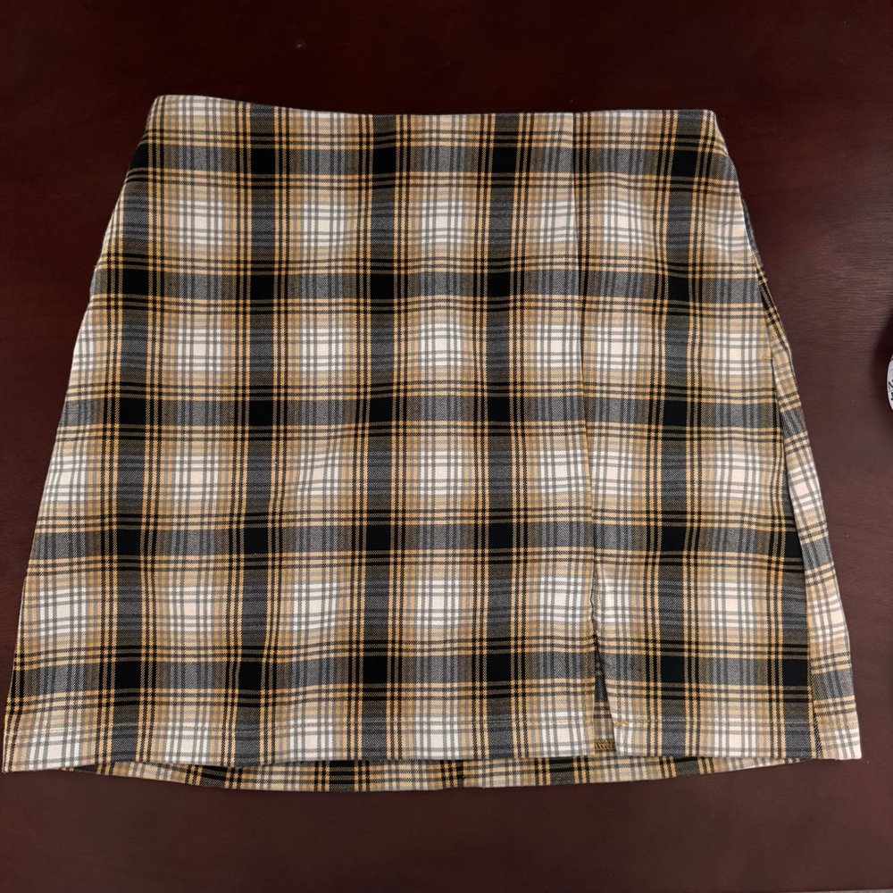 Urban Outfitters Black/Yellow/Cream Plaid Mini Skirt